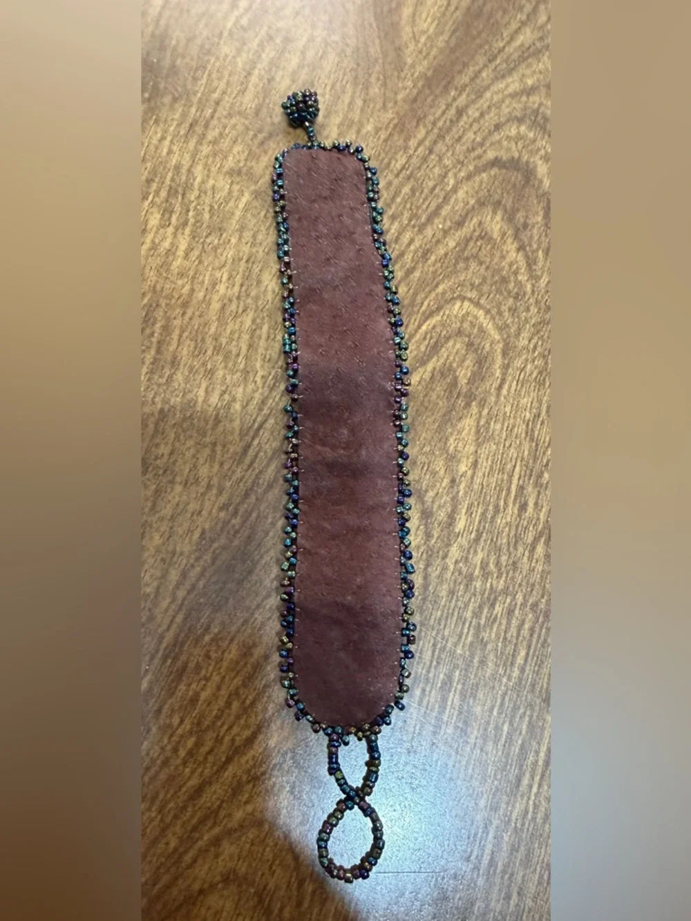 Handmade Beaded Floral Women’s Bracelet - Brown with Multicolor Beads - Picture 3 of 3